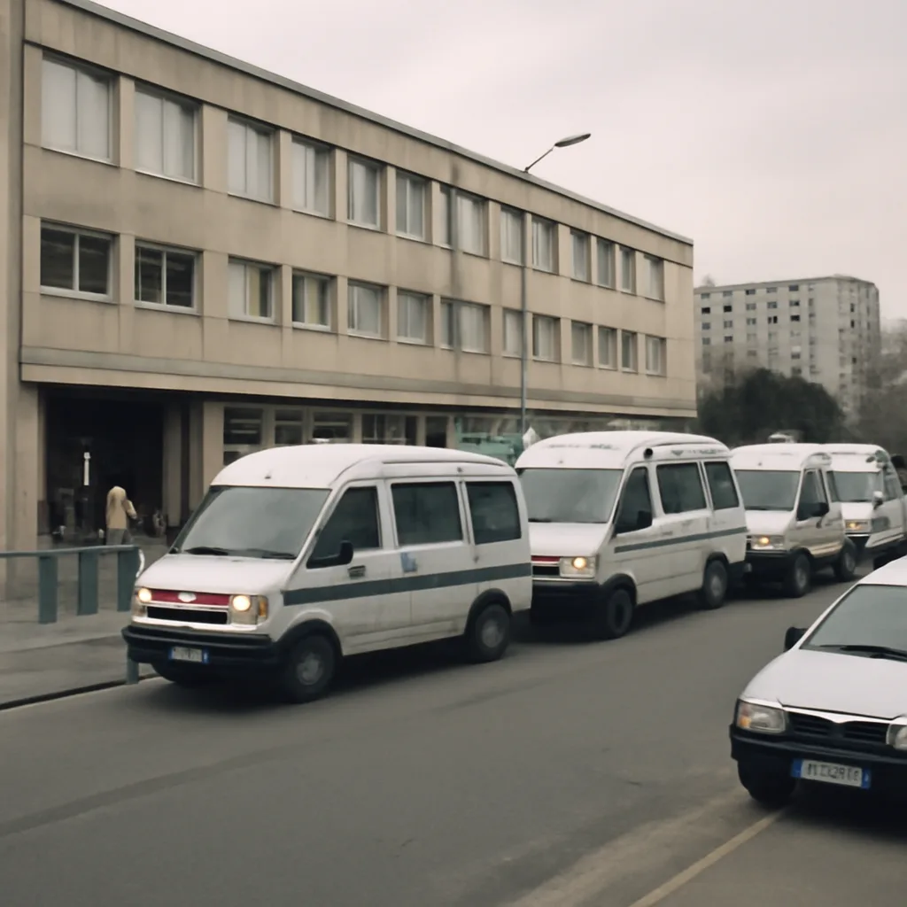 Police vehicles and officers outside a nondescript building in France during daytime, with onlookers at a distance; scene suggests a law-enforcement operation rather than a public festival or ceremony.