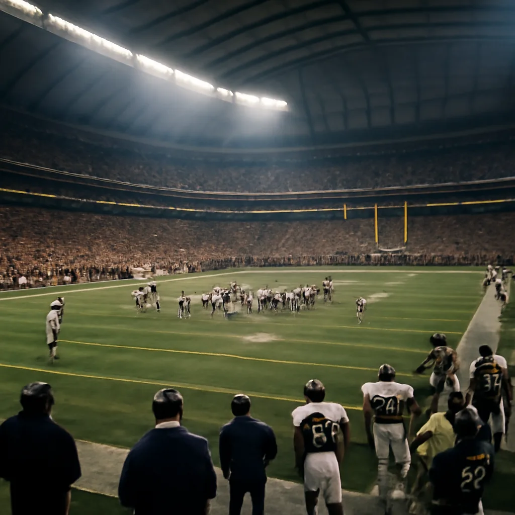 Metrodome interior during an NFL playoff game in January 1999, showing a turf field, goalposts, and crowd-filled stands under a domed roof; no identifiable player faces visible.