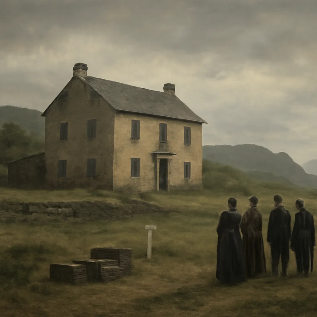 Longwood House on Saint Helena, gale-blown hillside and damp landscape near the residence where Napoleon died in 1821