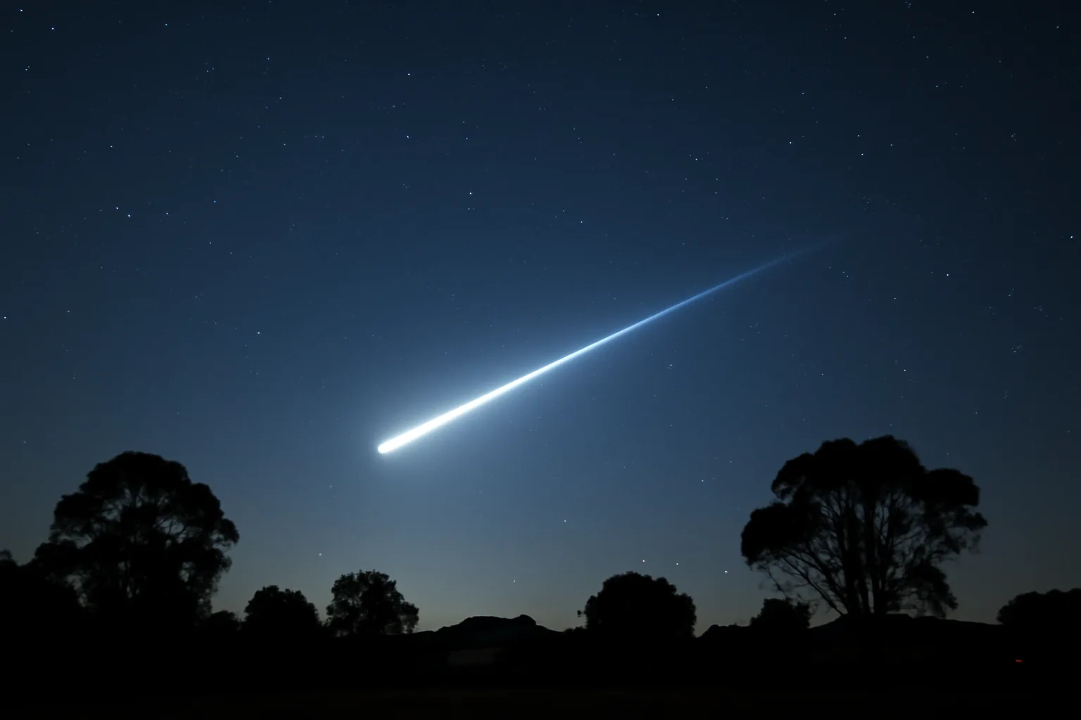 bright unusual light streaking across night sky above quiet residential area in South Australia